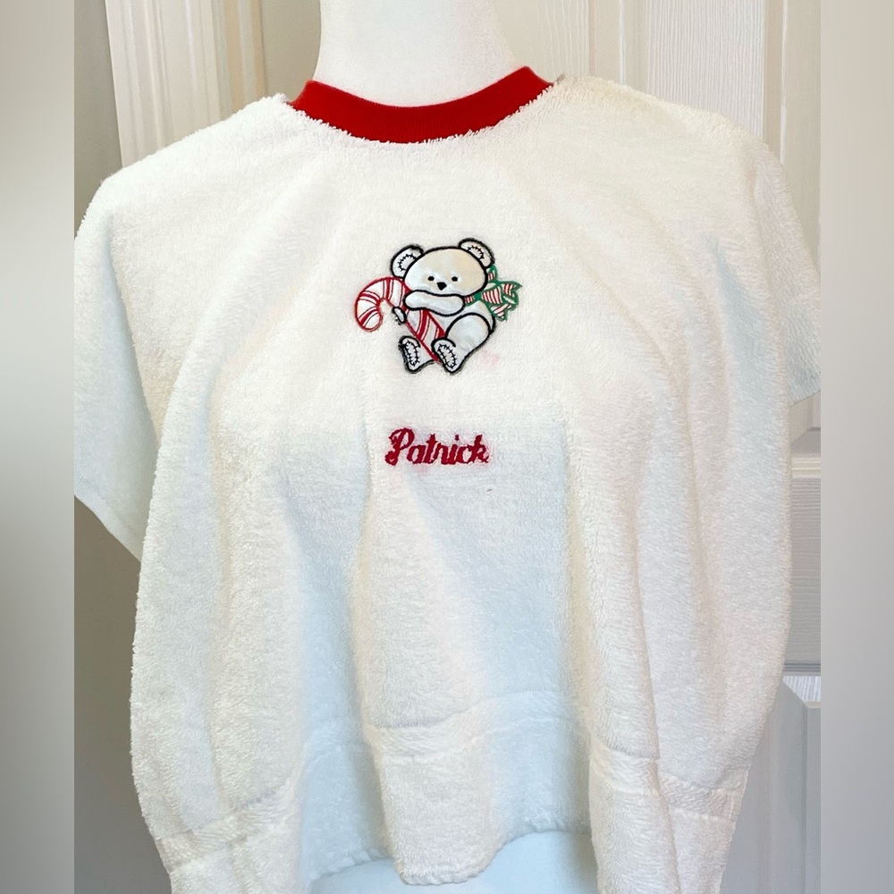 Have a Patrick? Kid Kaper Xmas pullover terry cloth towel/poncho with teddy bear